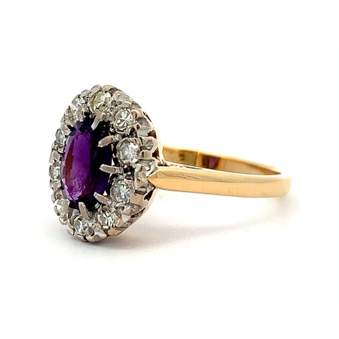 Vintage Amethyst and Diamond Cluster Ring