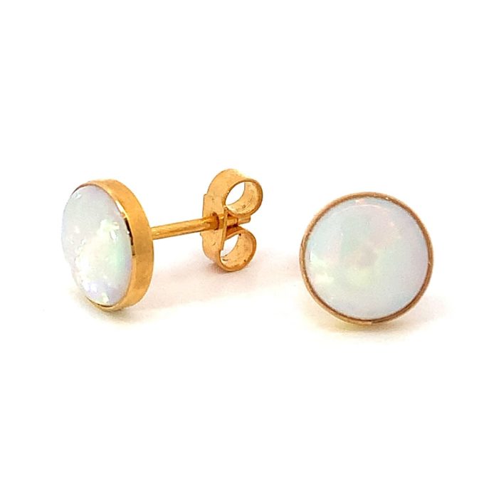 18ct Gold Opal Stud Earrings 8mm