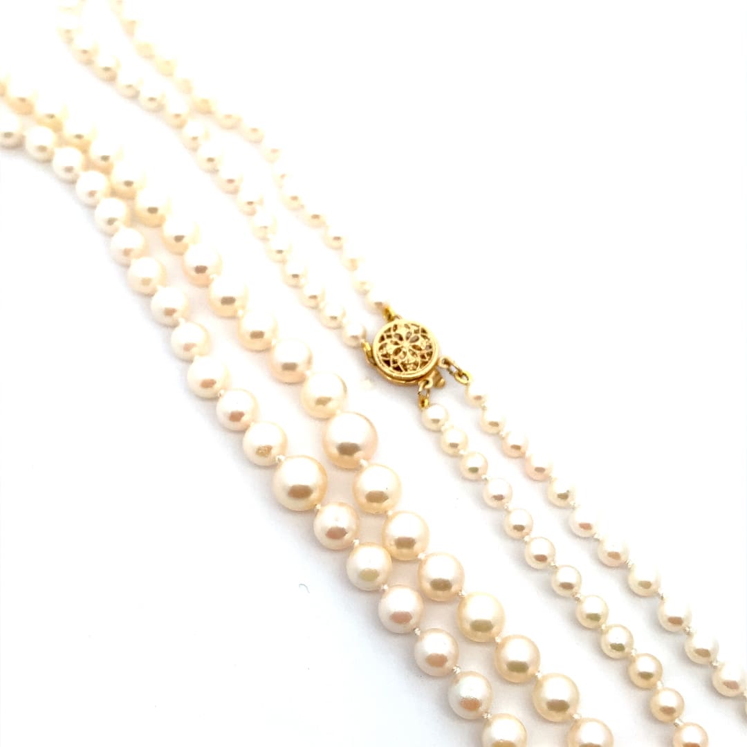 Two Row Graduated Pearl Necklace