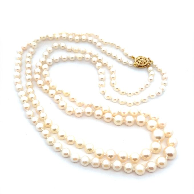 Two Row Graduated Pearl Necklace