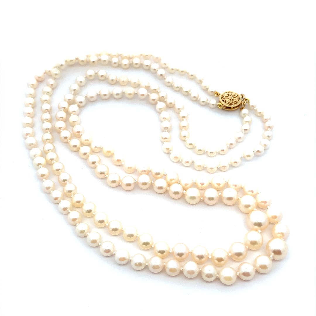 Two Row Graduated Pearl Necklace