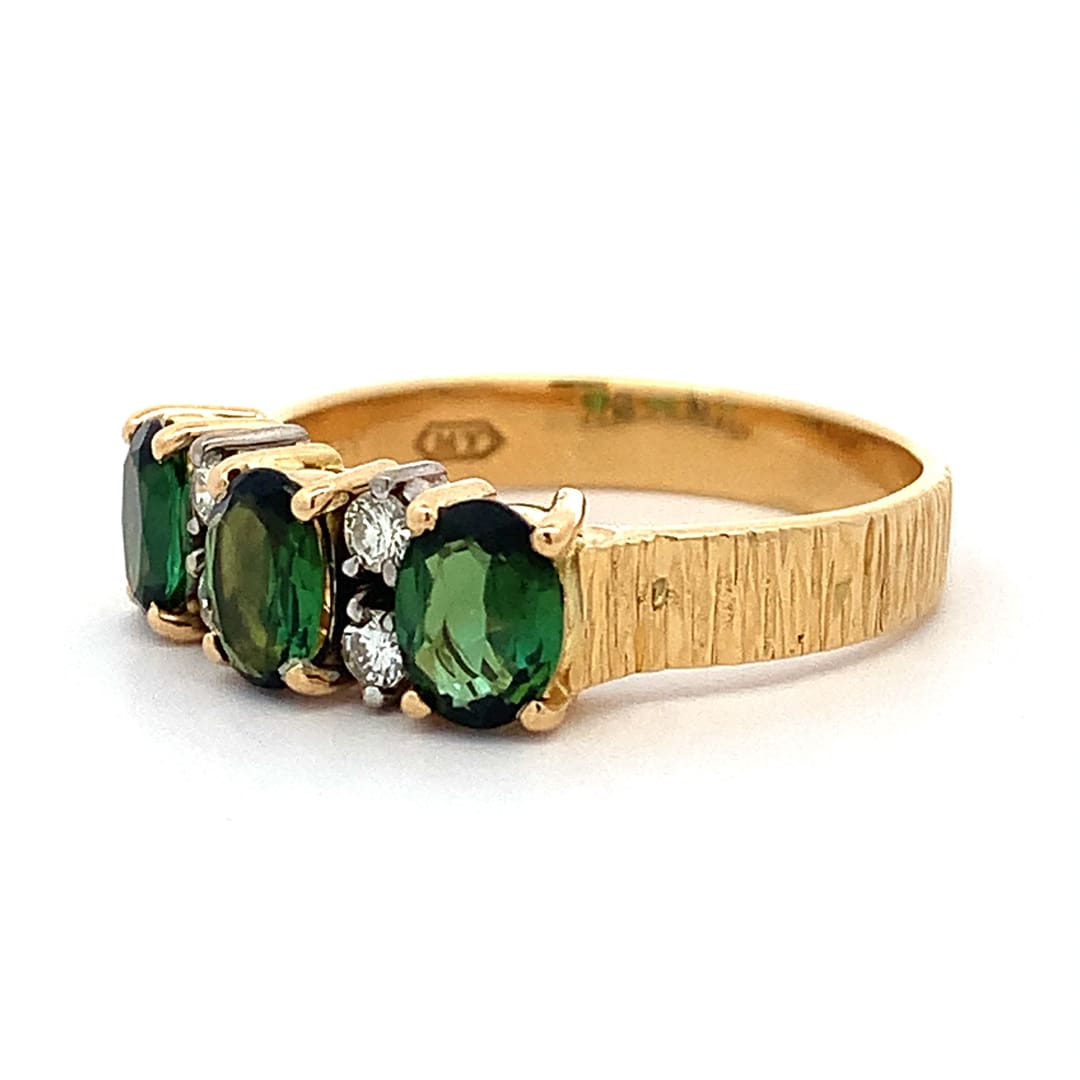 Vintage Green Tourmaline and Diamond Dress Ring