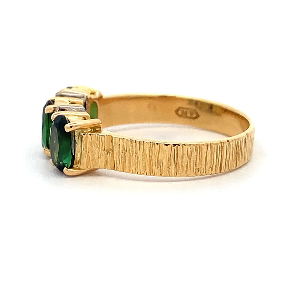 Vintage Green Tourmaline and Diamond Dress Ring