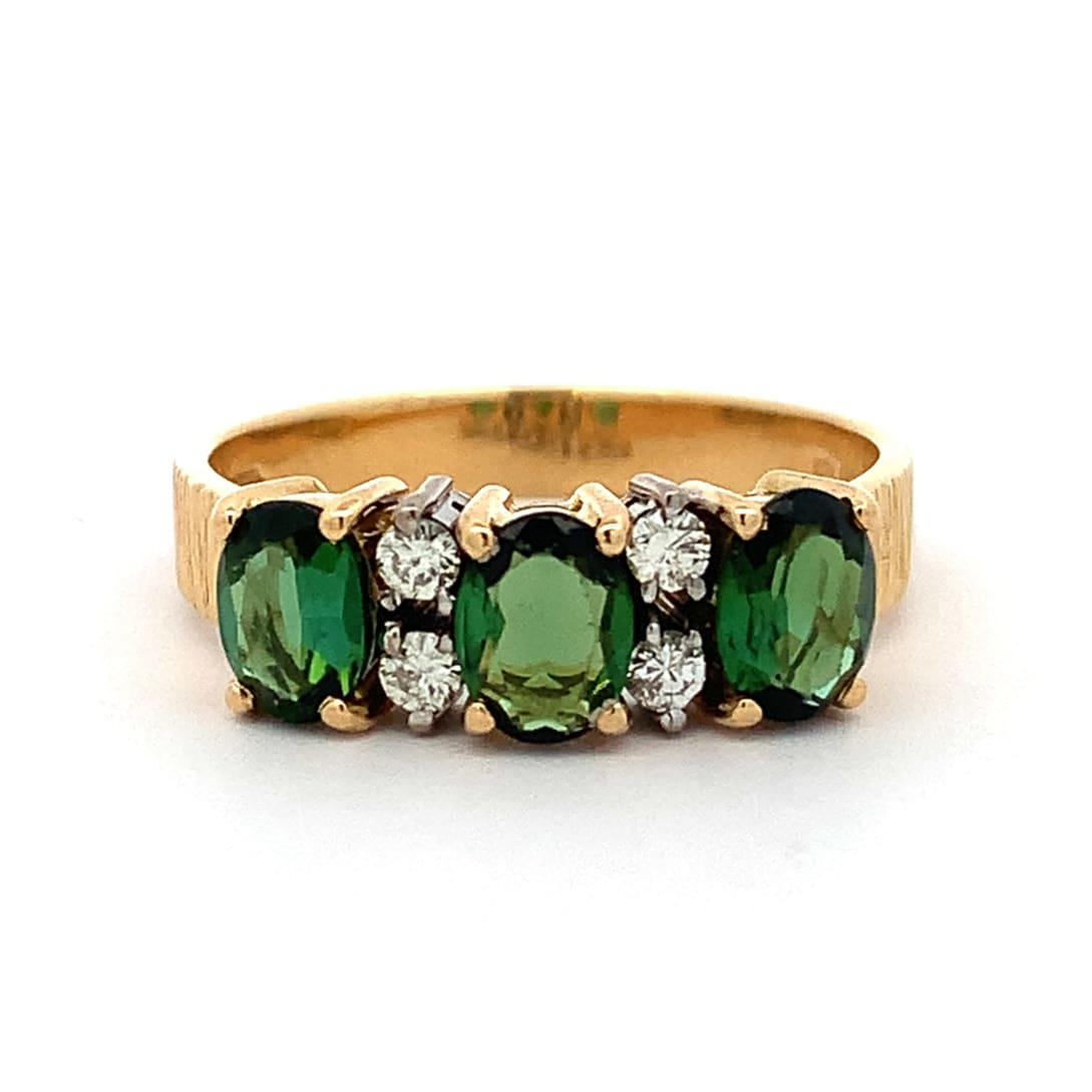 Vintage Green Tourmaline and Diamond Dress Ring