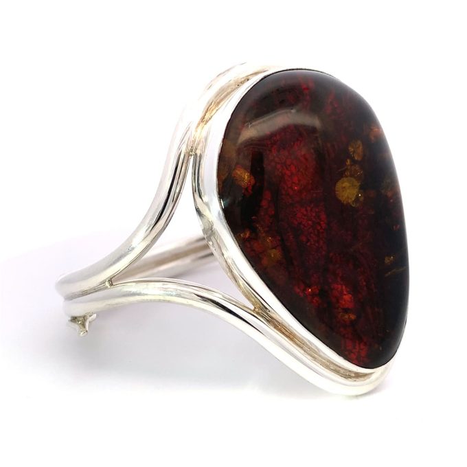 Chunky Silver & Amber Bangle