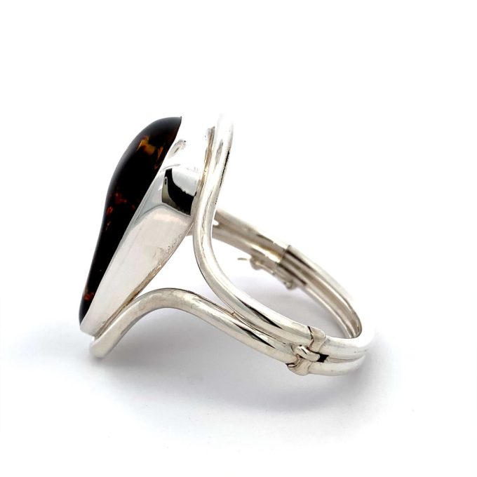 Chunky Silver & Amber Bangle