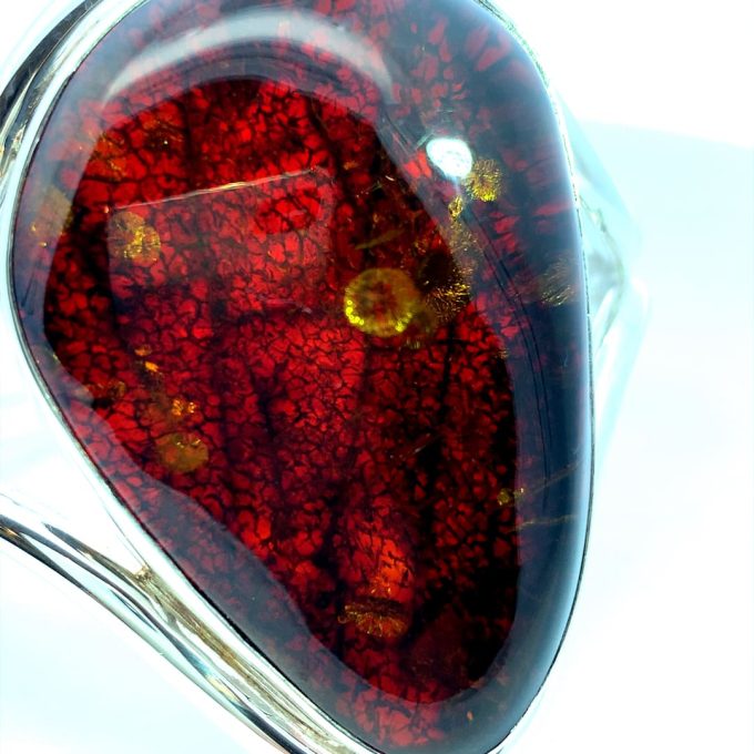 Chunky Silver & Amber Bangle