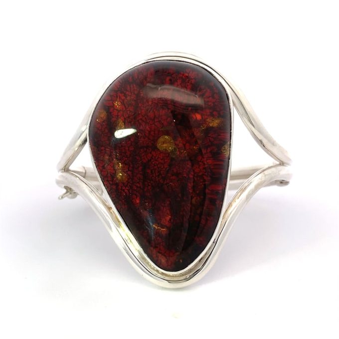 Chunky Silver & Amber Bangle