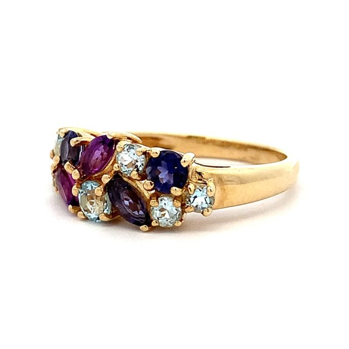 Multi Gem Yellow Gold Dress Ring