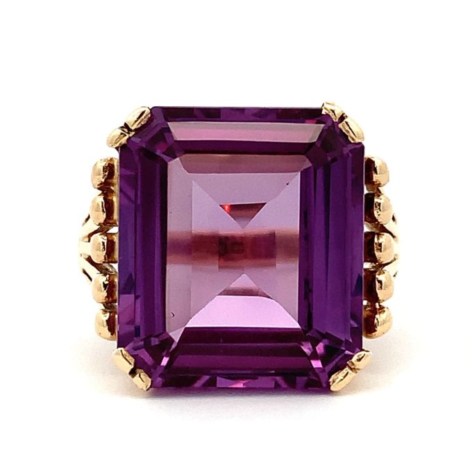 Yellow Gold Synthetic Alexandrite Dress Ring