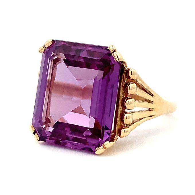 Yellow Gold Synthetic Alexandrite Dress Ring
