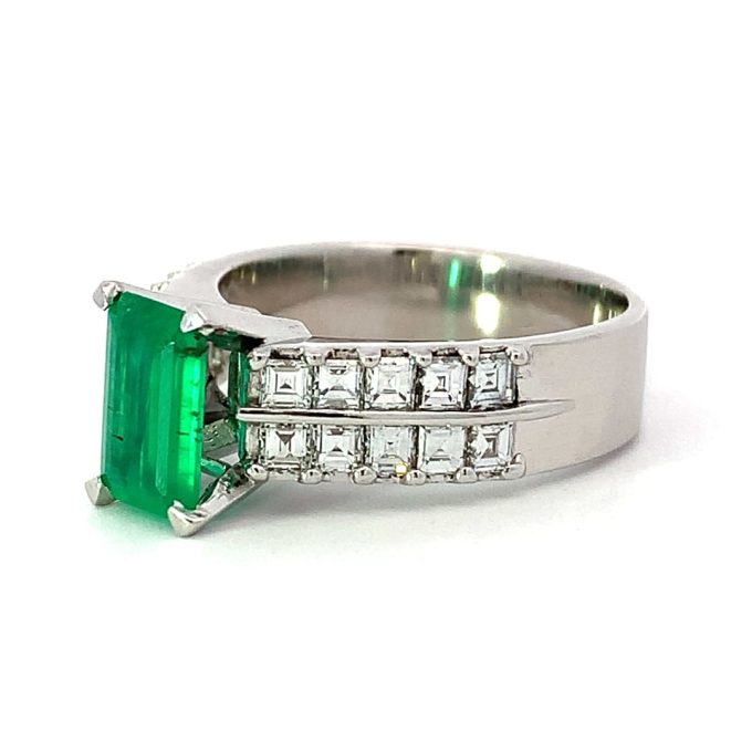 1.20ct Emerald and Diamond Tall Dress Ring