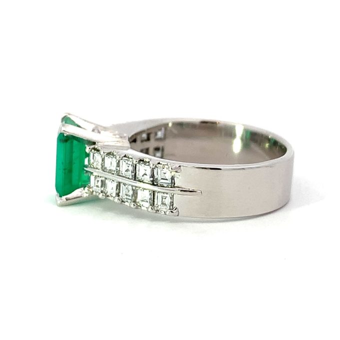 1.20ct Emerald and Diamond Tall Dress Ring