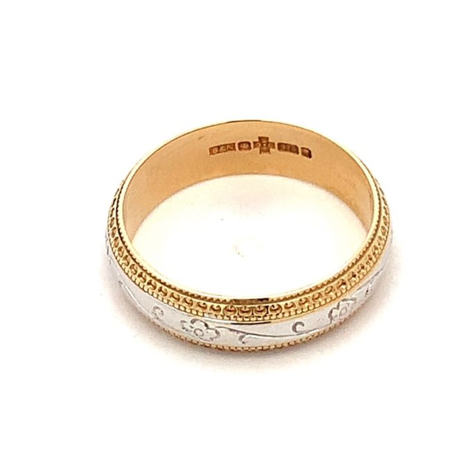 Two-Tone Gold Engraved Band 5mm