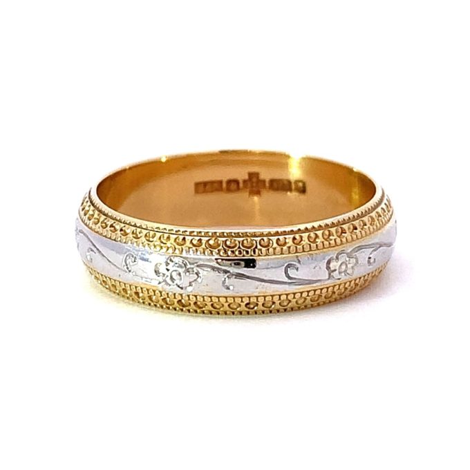 Two-Tone Gold Engraved Band 5mm