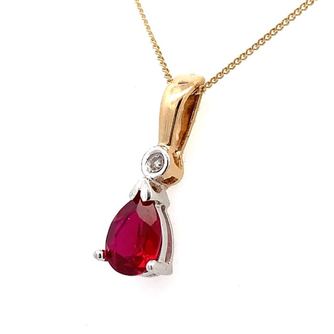 Created Ruby Earrings & Necklace Set
