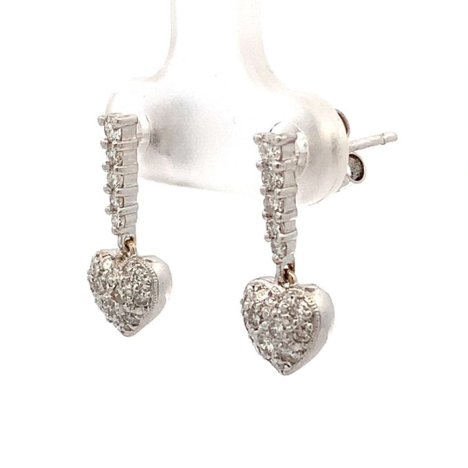 Diamond Pave Heart Drop Earrings