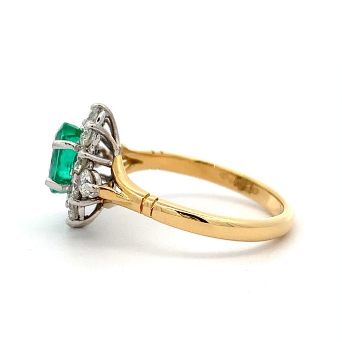 Emerald and Diamond Cluster Ring