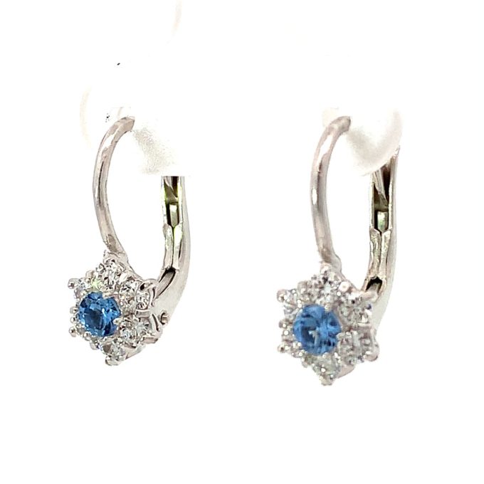 White Gold CZ Cluster Drop Earrings