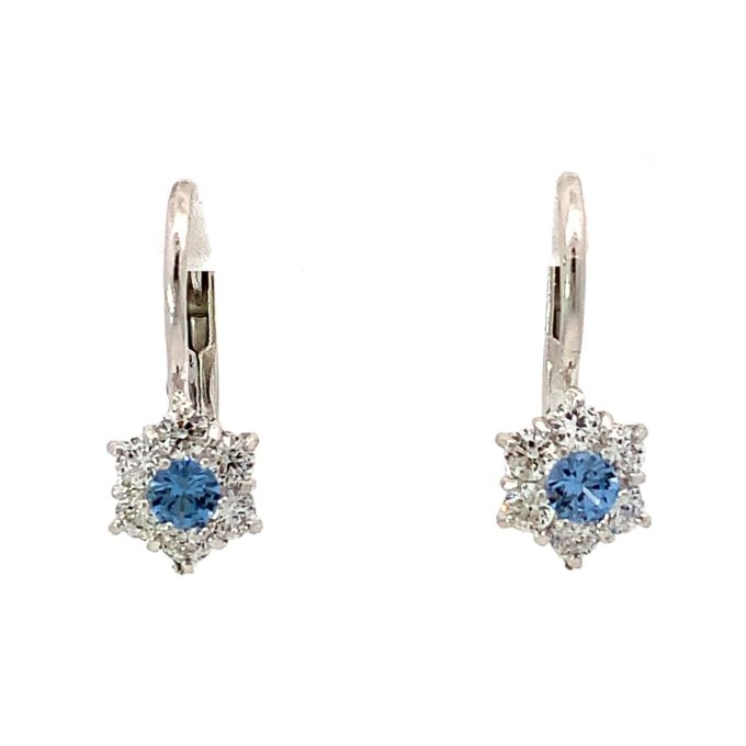 White Gold CZ Cluster Drop Earrings