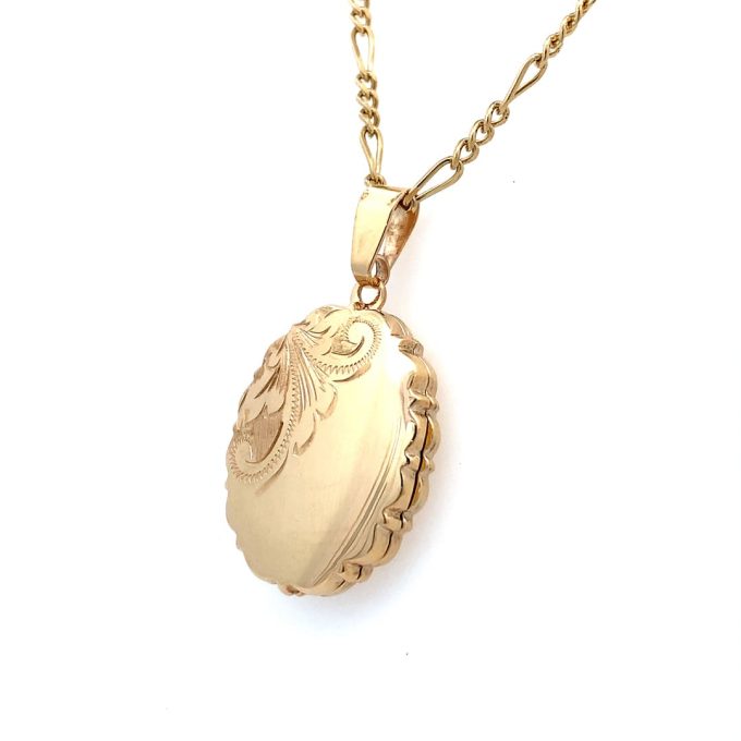 Gold Vintage Engraved Locket Necklace