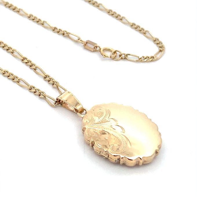 Gold Vintage Engraved Locket Necklace