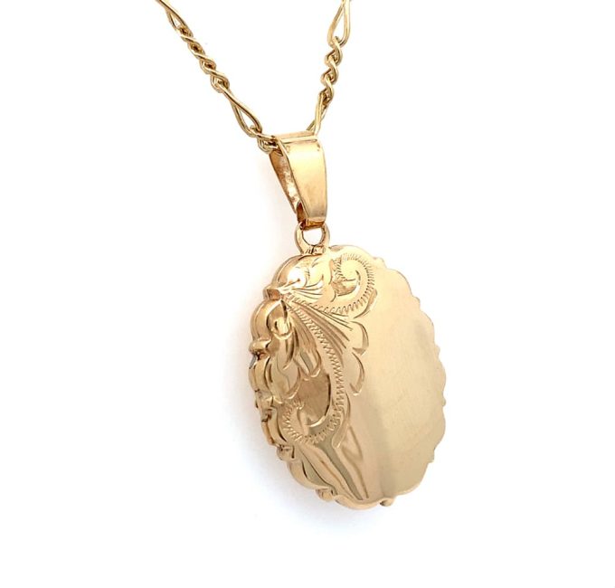 Gold Vintage Engraved Locket Necklace