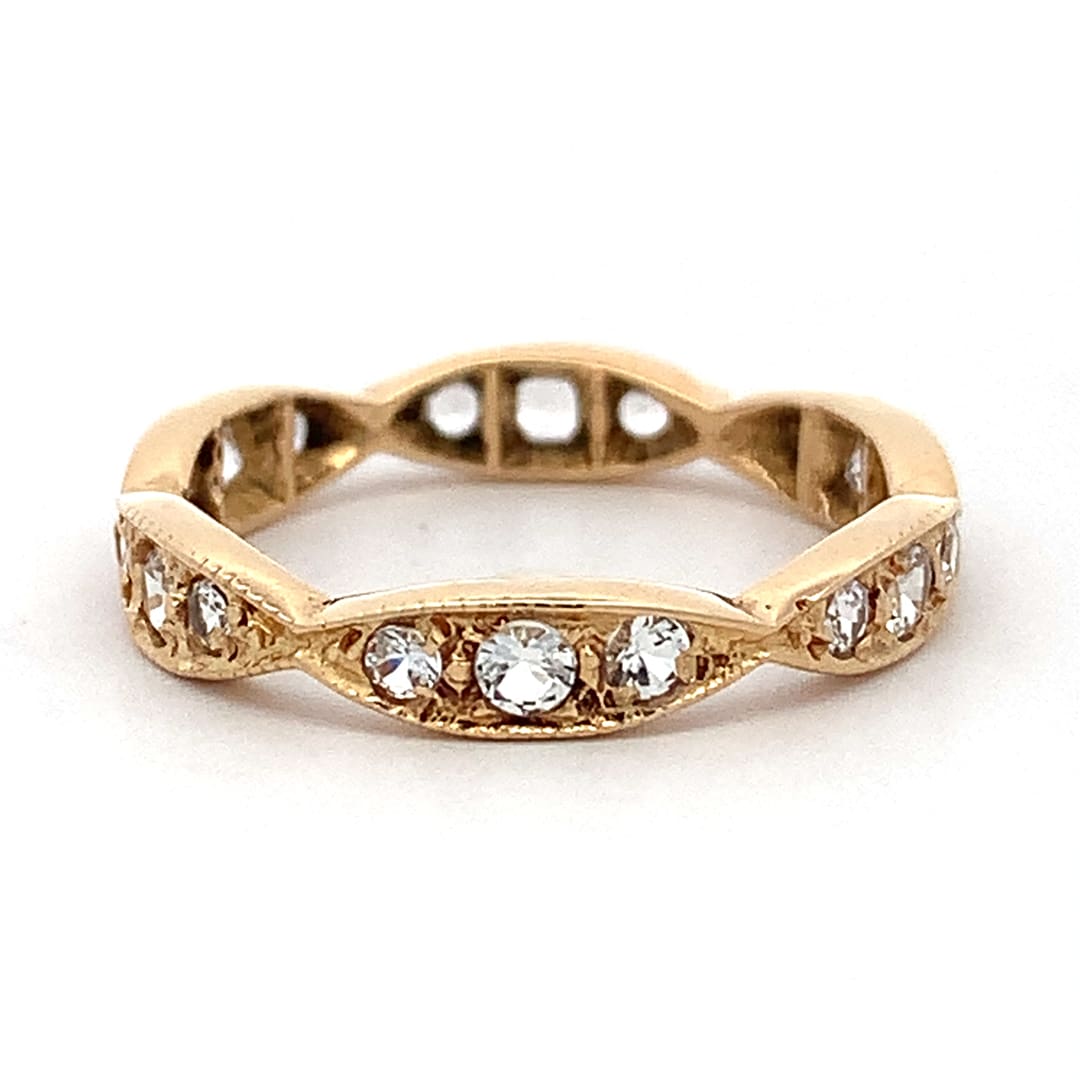 Yellow Gold White Topaz Eternity Ring