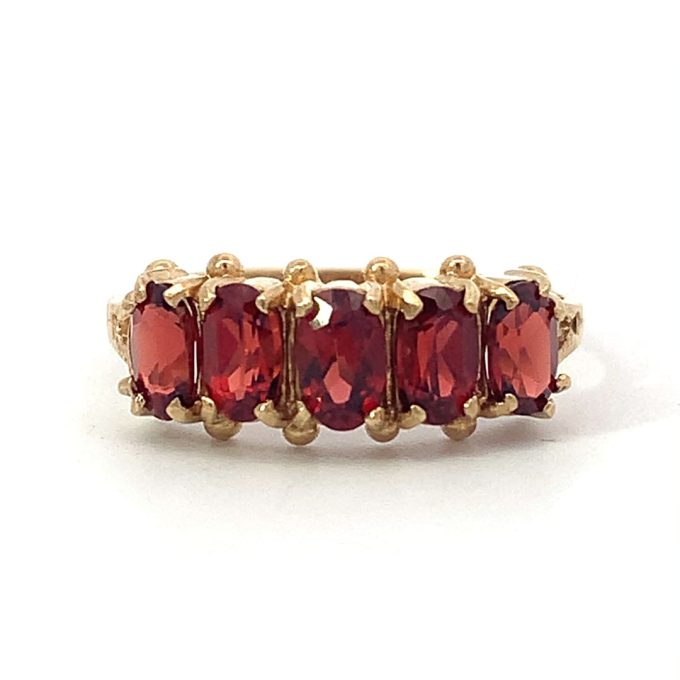 Vintage Garnet Five Stone Ring