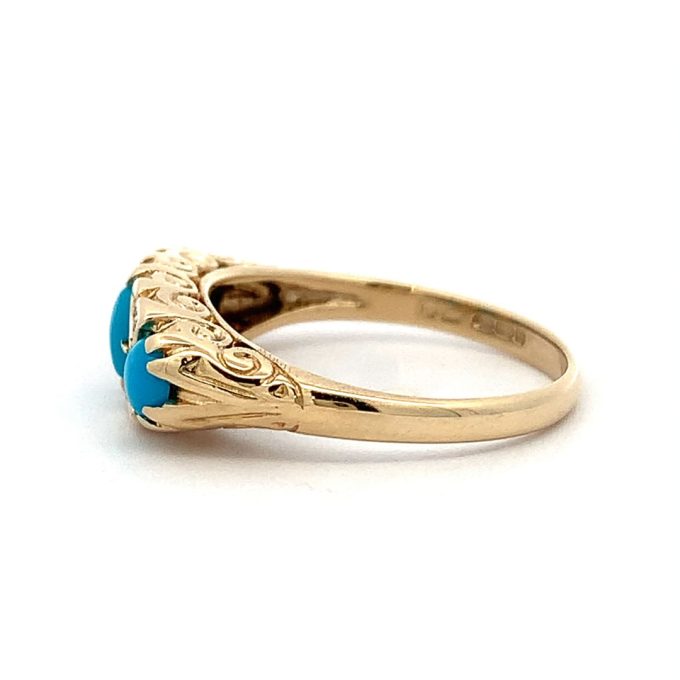 Vintage Style Turquoise & Diamond Gold Ring