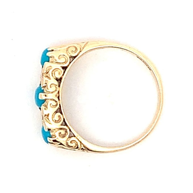 Vintage Style Turquoise & Diamond Gold Ring