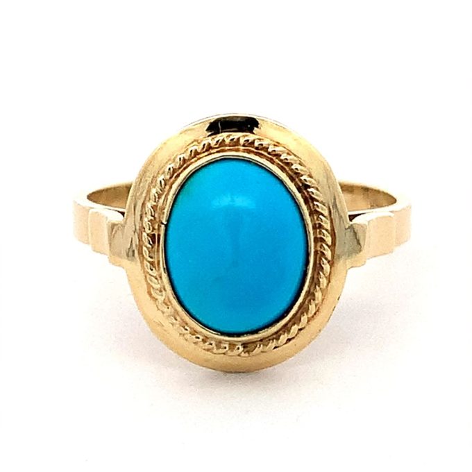 Turquoise Cabochon Yellow Gold Ring