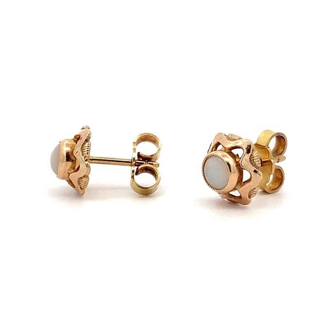 Vintage Yellow Gold Opal Stud Earrings