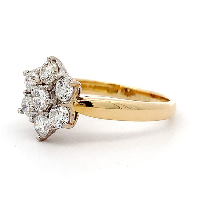 Yellow Gold Diamond Cluster Ring