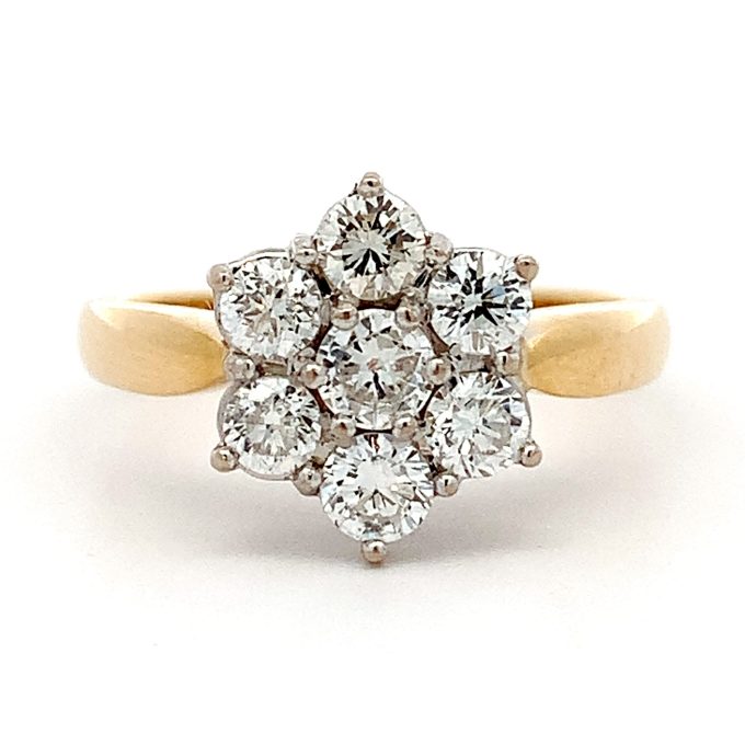 Yellow Gold Diamond Cluster Ring
