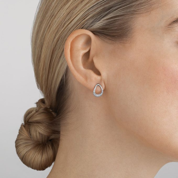 Georg Jensen Silver & diamond Offspring Earrings