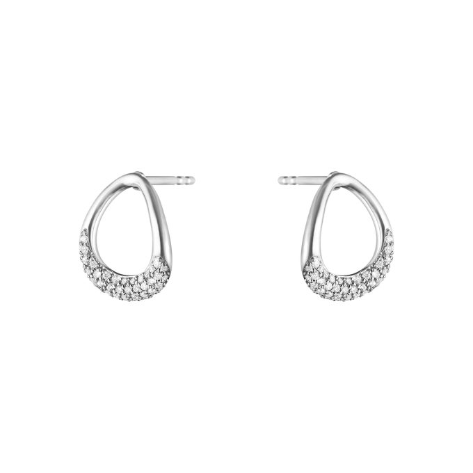 Georg Jensen Silver & diamond Offspring Earrings