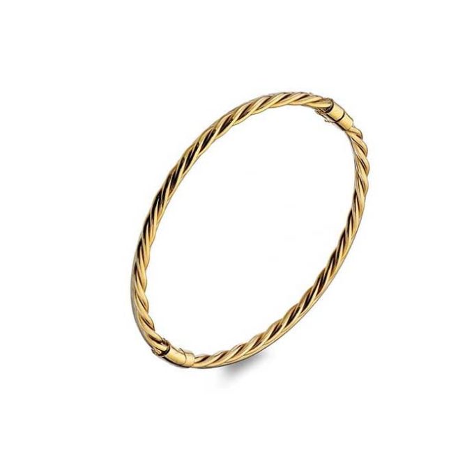 9 Carat Gold Twist Wire Hinged Bangle