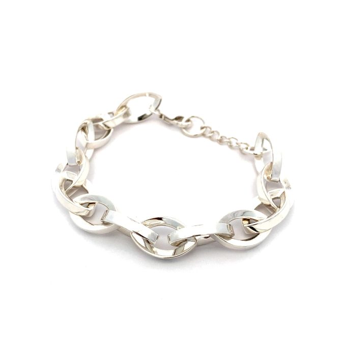 Silver Navette Link Bracelet