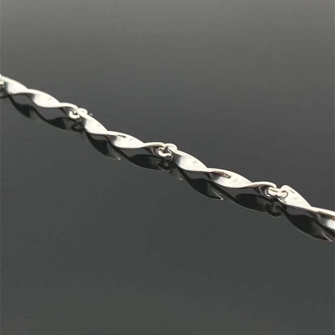 Silver Barley Twist Link Bracelet