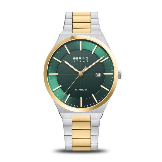 Bering Green Two Tone Titanium Solar Watch 14439-718
