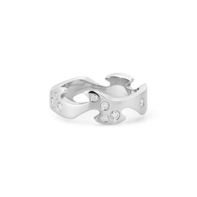 Georg Jensen Fusion Centre Ring Diamond 18ct White Gold