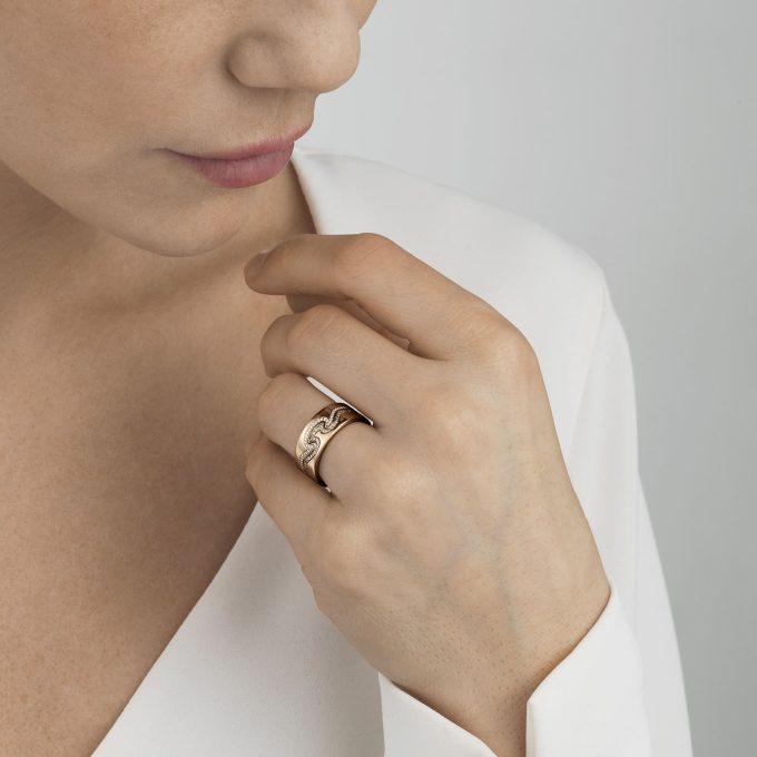 Georg Jensen Fusion End Ring Diamond 18ct Rose Gold