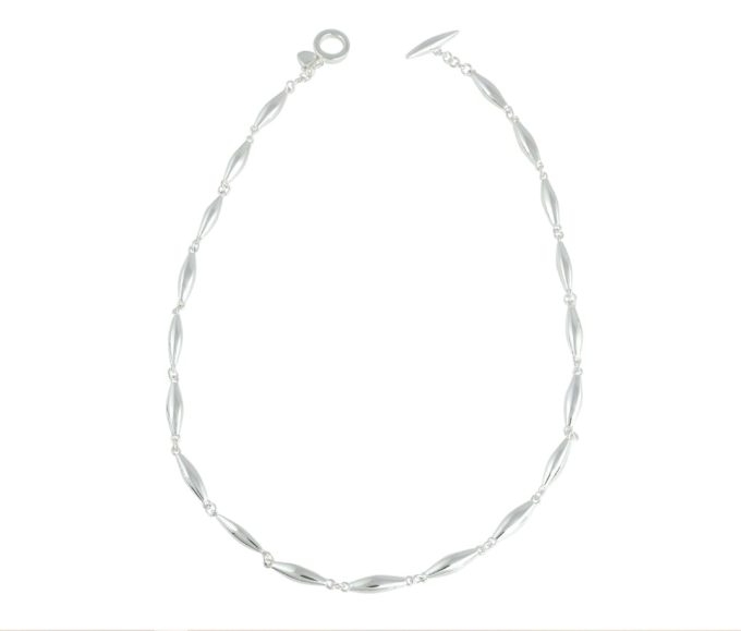 Silver Navette Link Necklace