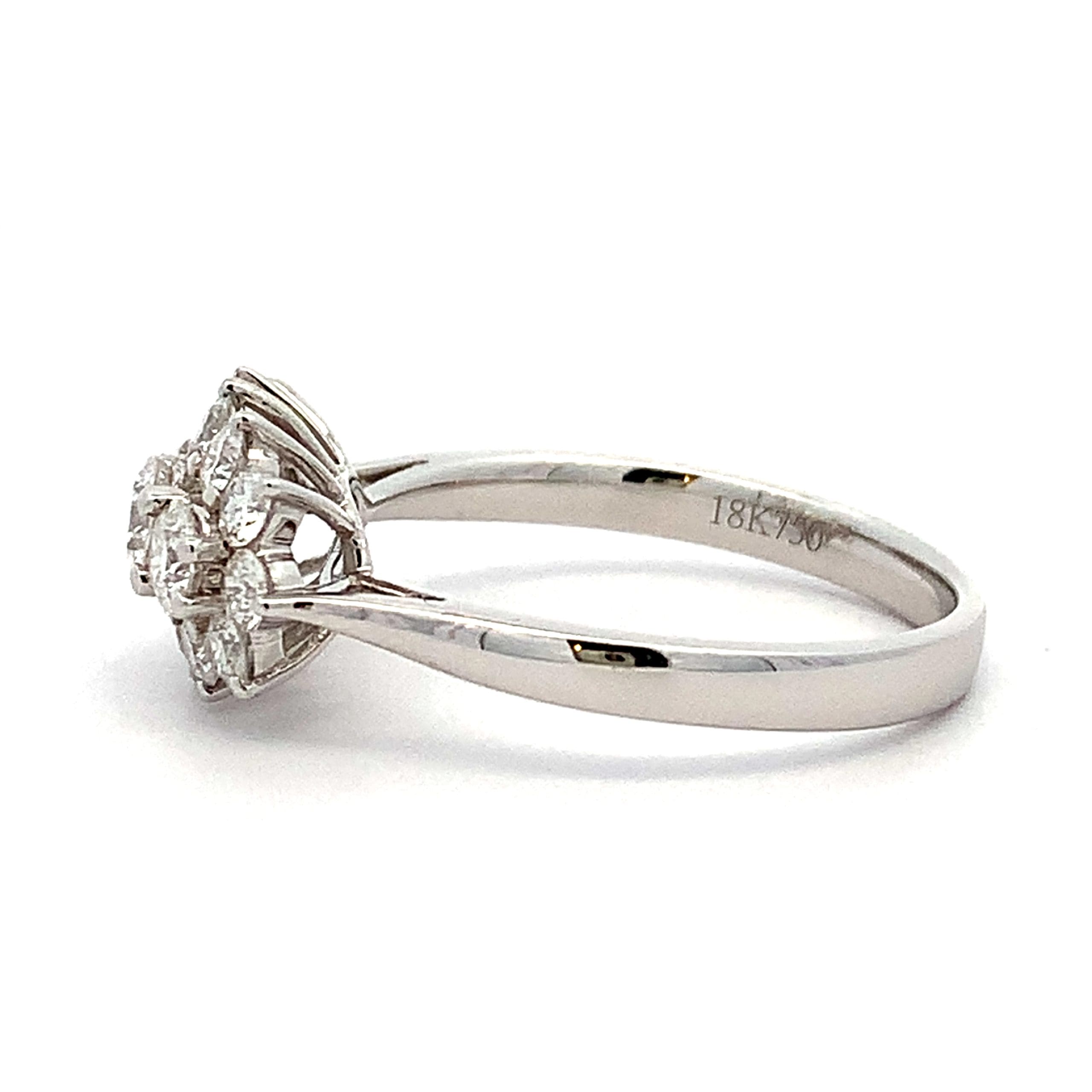 White Gold 1.00ct Diamond Cluster Ring