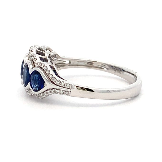 Sapphire and Diamond Five Stone Dress Ring