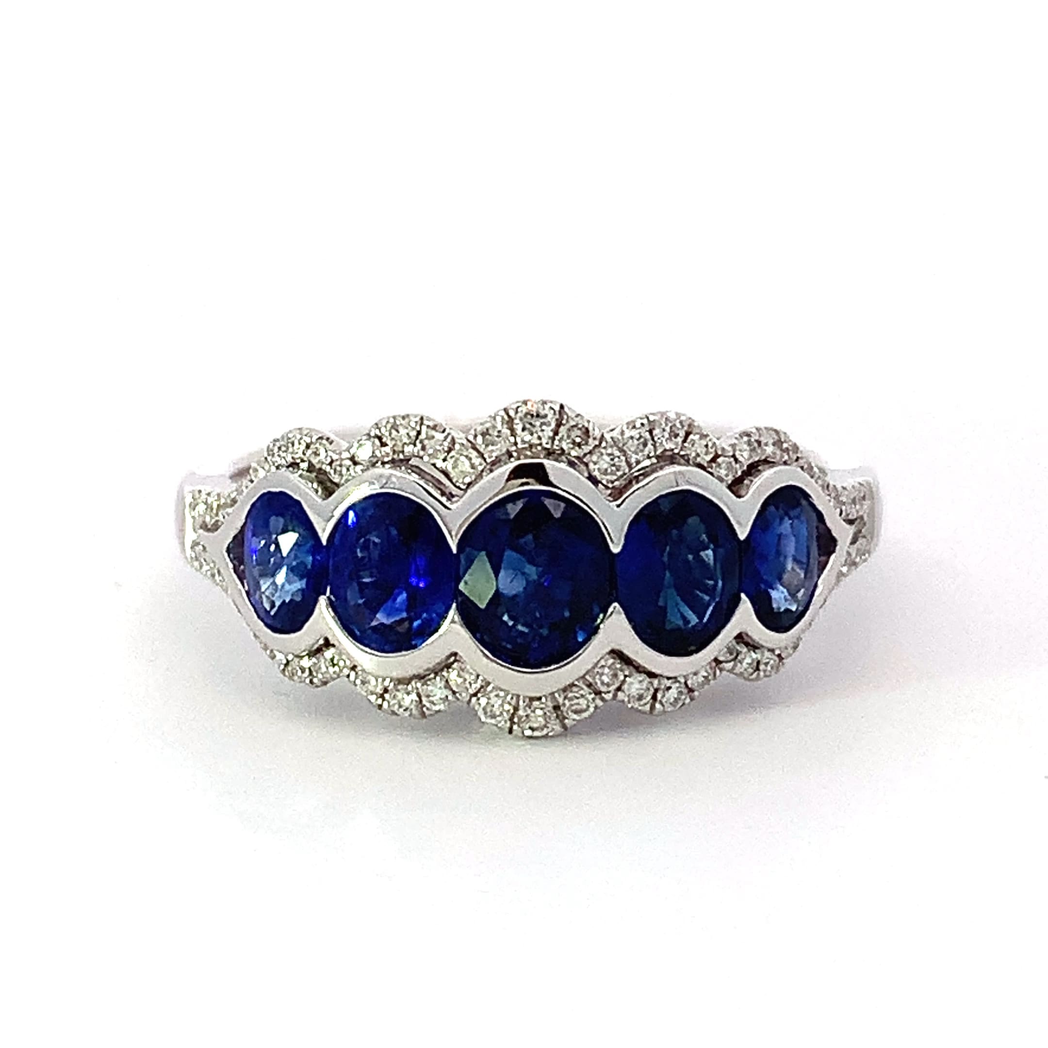 Sapphire and Diamond Five Stone Dress Ring