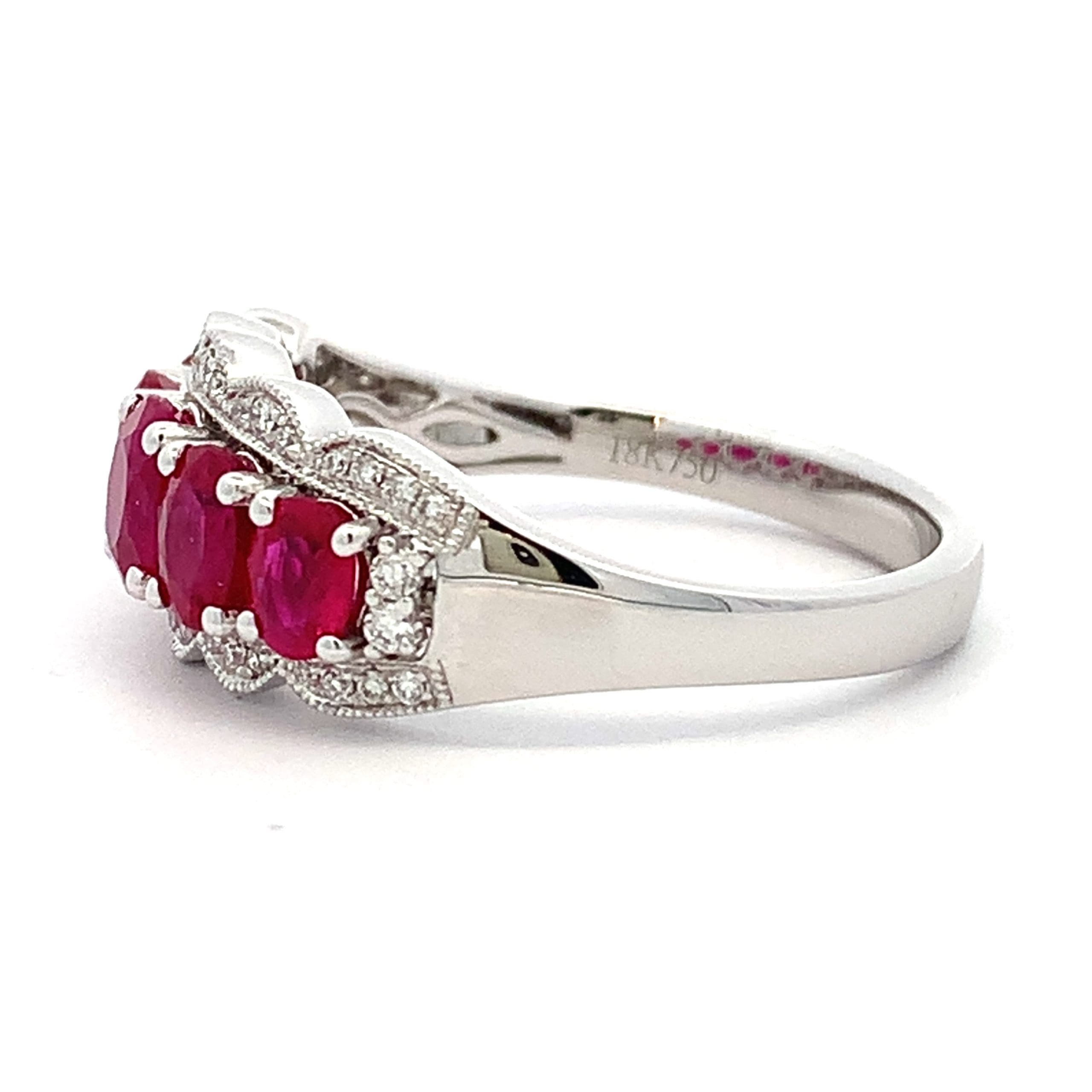 Ruby and Diamond Five Stone Dress Ring