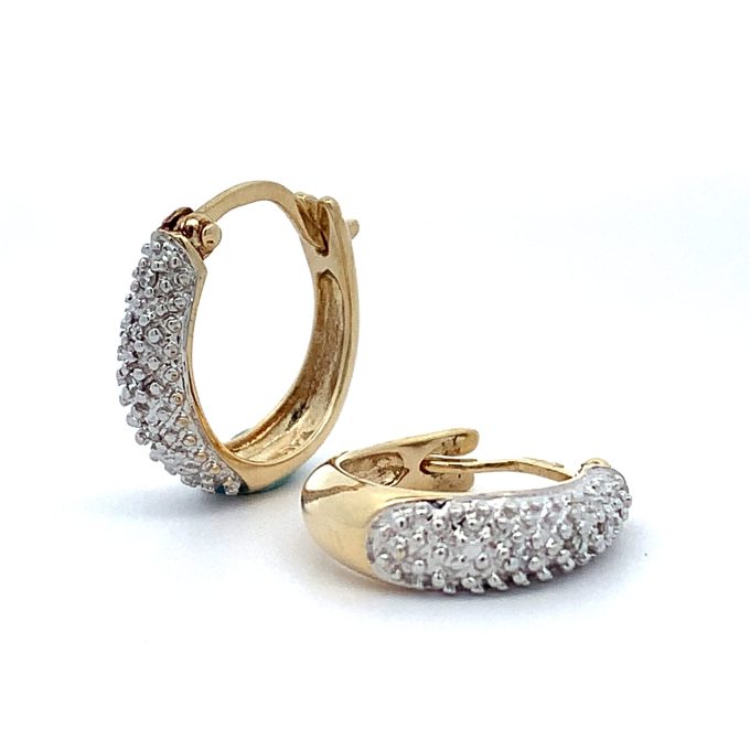 Diamond Set Gold Hoop Earrings