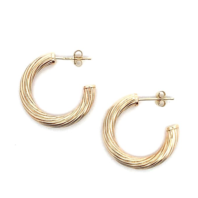 Large 9ct Yellow Gold Twist 3/4 Hoop Earrings